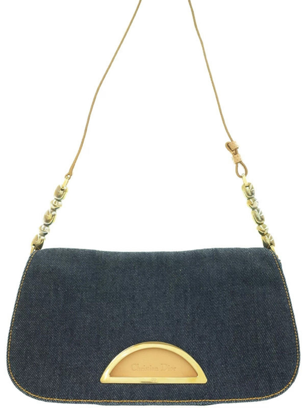 Christian Dior Denim Malice Shoulder Bag featuring dark blue denim